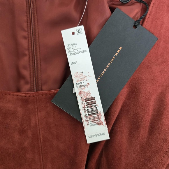 Antonio Melani Dress Womens 4 Brick Norah Genuine Suede Leather Midi Sleeveless - Picture 5 of 13